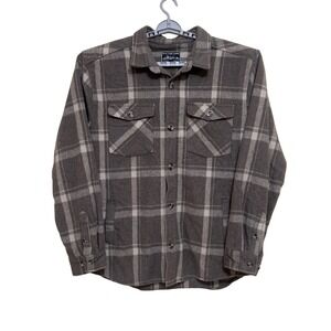 Distortion Men's Plaid Flannel Shirt XXXL Gray Wool‎ Blend Long Sleeve Button Up